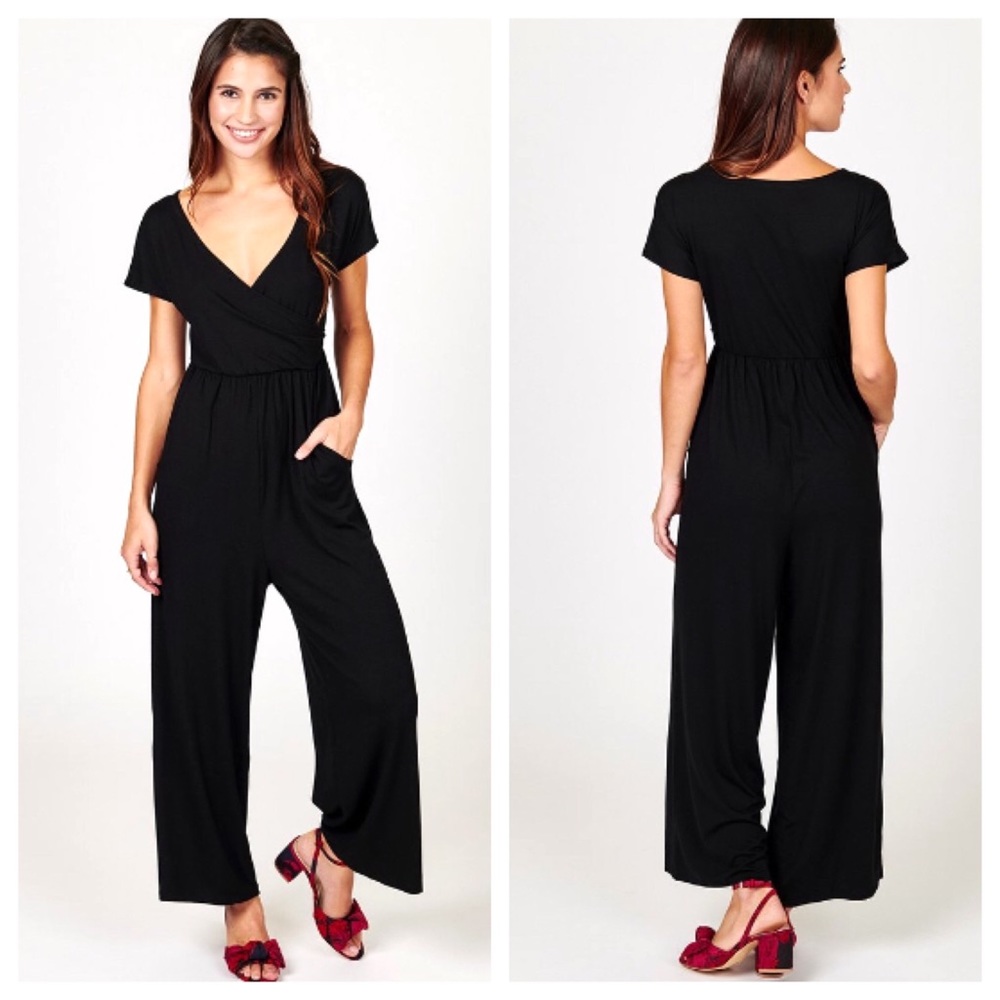 A-Line Hawaii Black Jersey Jumpsuit jumper romper